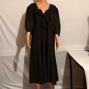 Black Tie-Front Midi Dress - Women